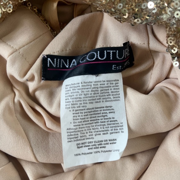 Nina Couture Gold Prom Dress - Picture 11 of 14